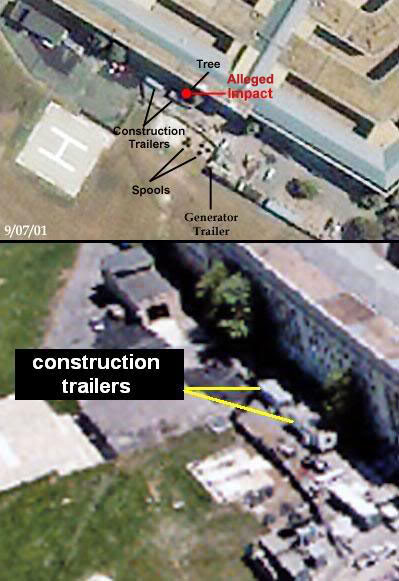 Construction trailers photographed near Pentagon shortly before 9/11